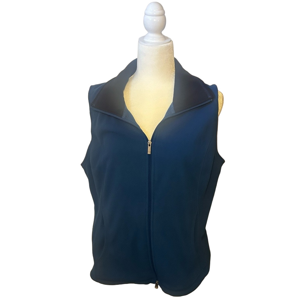 Lands' End Blue Women’s Fleece Vest with Classic Collar